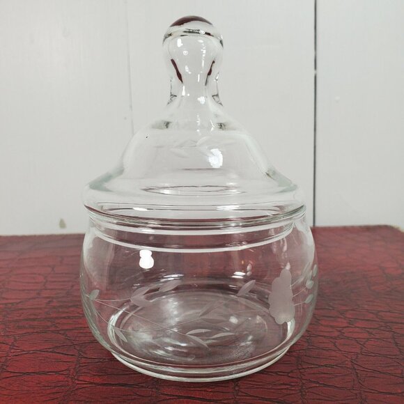 Princess House Heritage Candy Dish 5" clear etched trinket stackable vtg - Picture 1 of 7